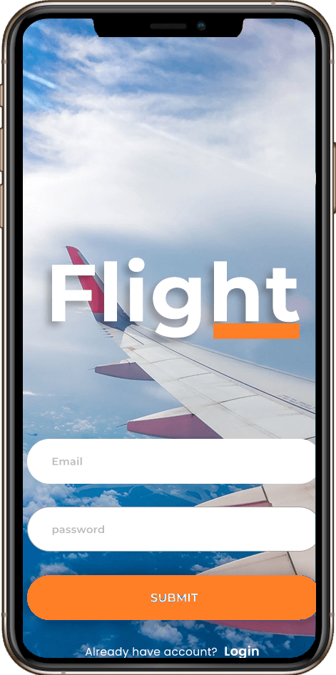 flight booking app login page